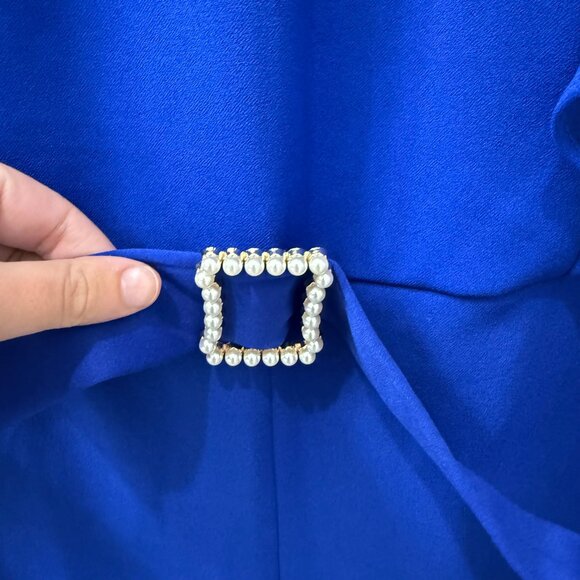 NEW Betsey Johnson 22W Ultramarine Ruffle Belted Jumpsuit Wide Leg - Picture 5 of 9